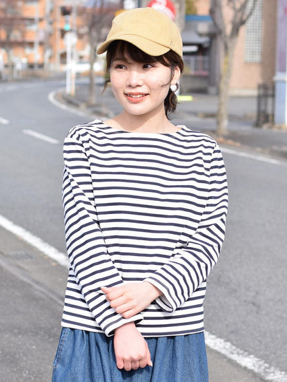 【iyori】ボーダー刺繍バスクTEE