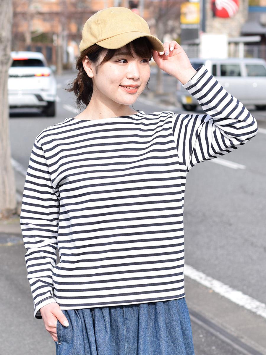 【iyori】ボーダー刺繍バスクTEE