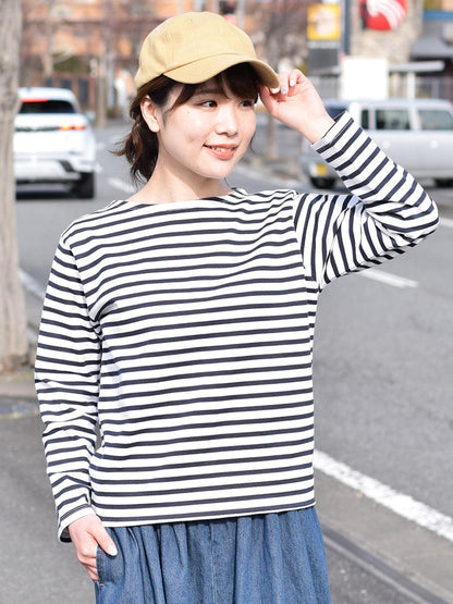 【iyori】ボーダー刺繍バスクTEE