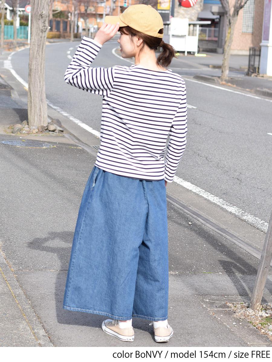 【iyori】ボーダー刺繍バスクTEE