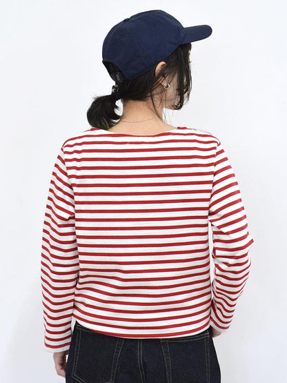 【iyori】ボーダー刺繍バスクTEE