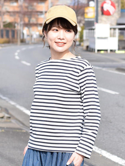 【iyori】ボーダー刺繍バスクTEE