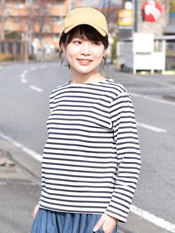【iyori】ボーダー刺繍バスクTEE