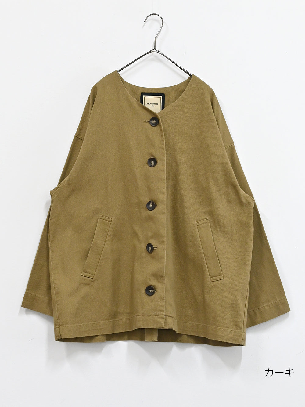 ビーティングハート　ノーカラー ブルゾン　ジャンバー　キャメルブラウン　美品 ビーティングハート ノーカラー ブルゾン ジャンバー キャメル