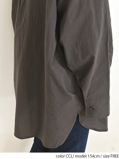 cottonウオッシュ袖タックBIGシャツ