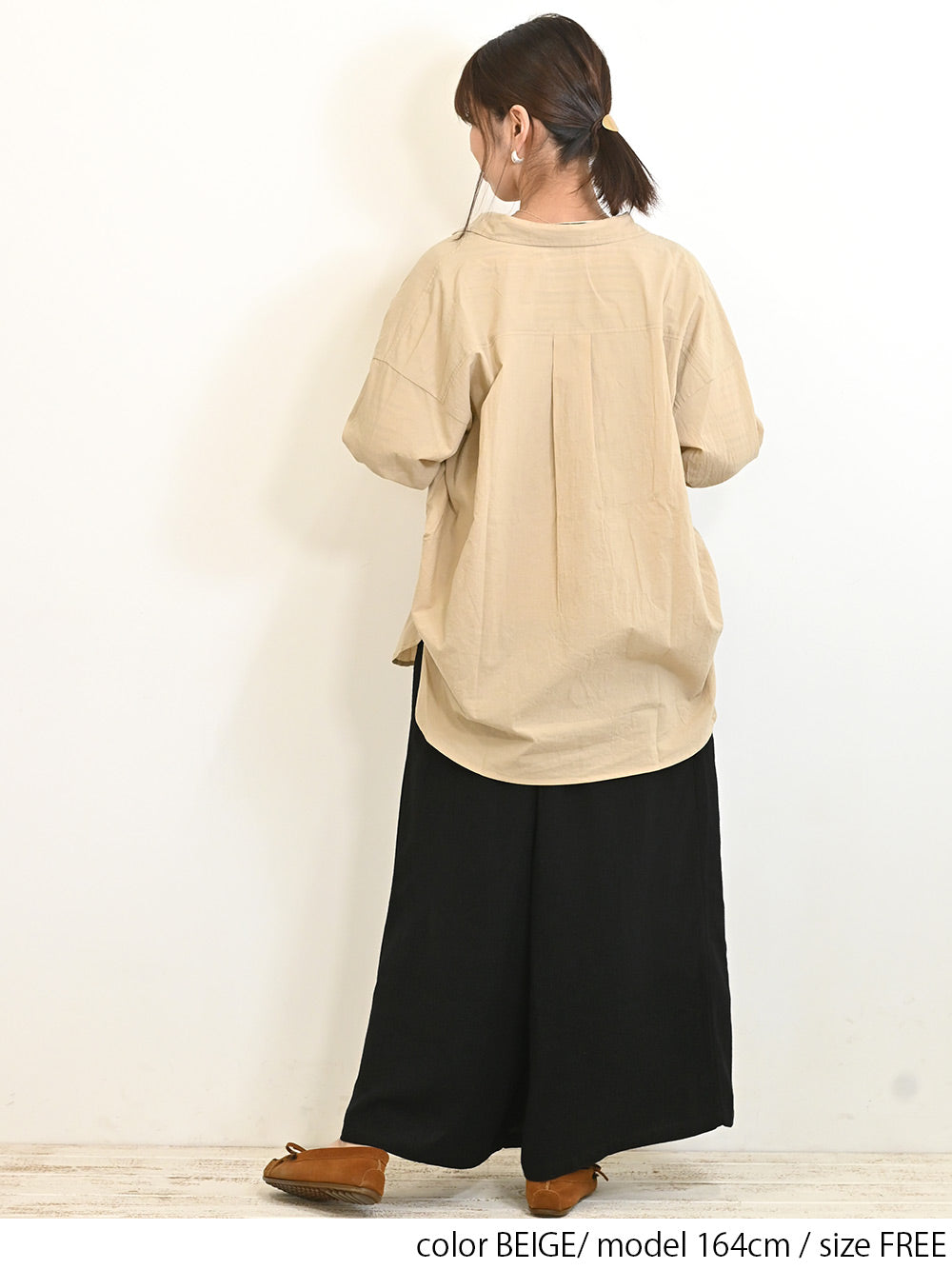 cottonウオッシュ袖タックBIGシャツ