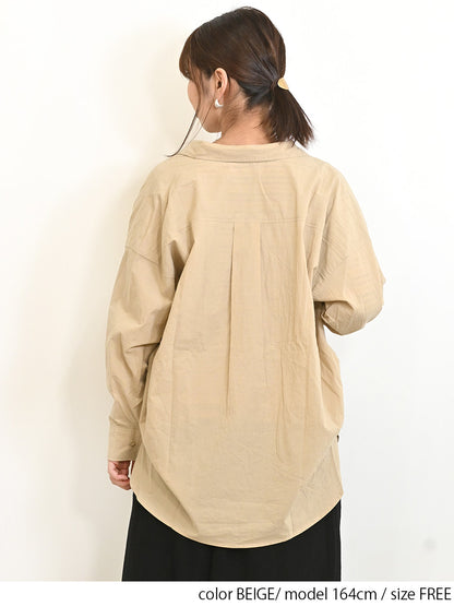 cottonウオッシュ袖タックBIGシャツ