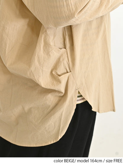 cottonウオッシュ袖タックBIGシャツ