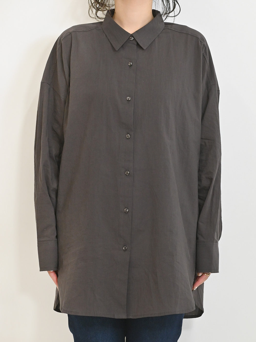 cottonウオッシュ袖タックBIGシャツ