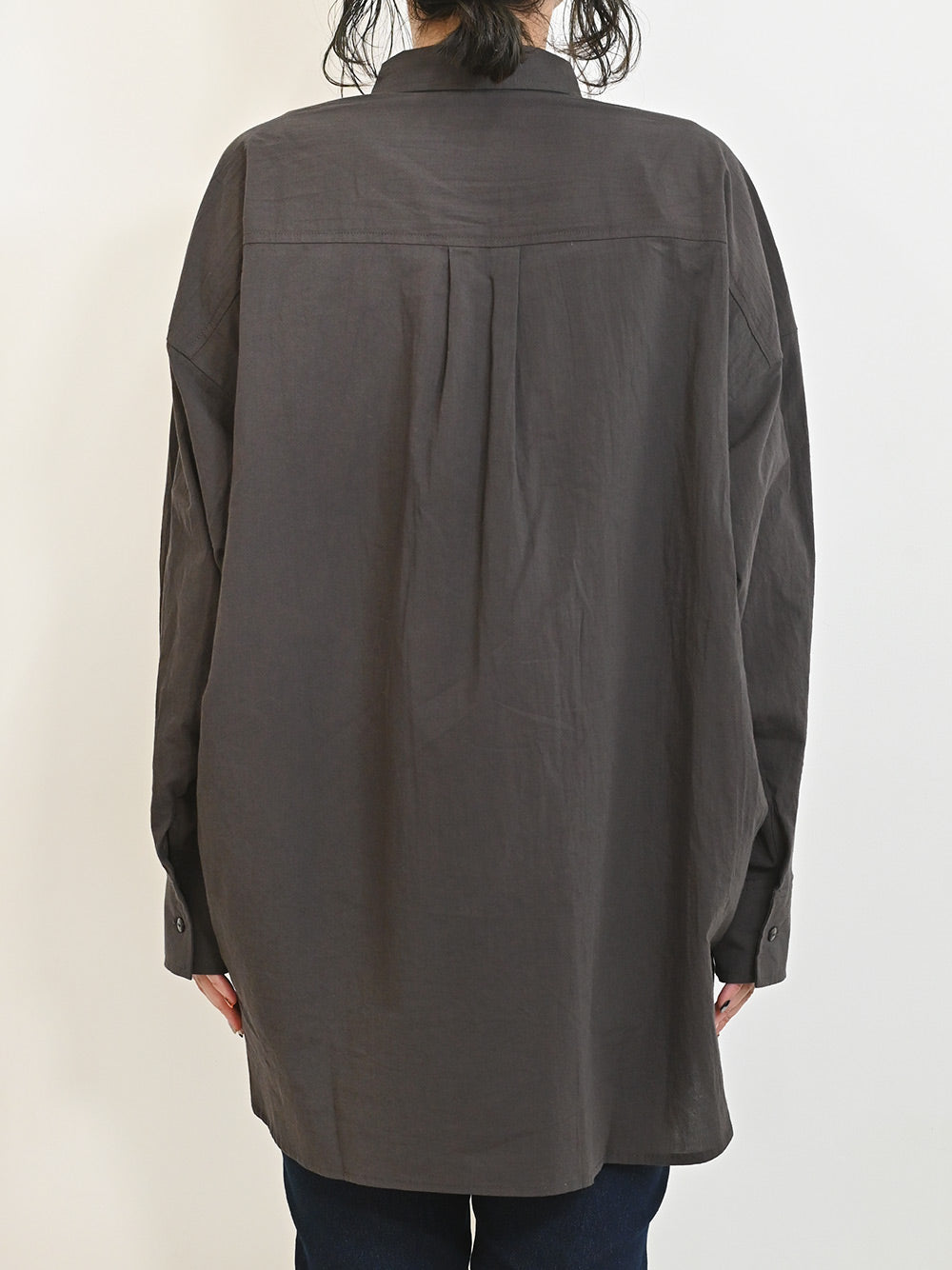cottonウオッシュ袖タックBIGシャツ