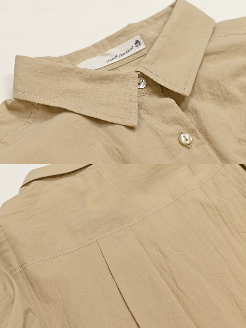 cottonウオッシュ袖タックBIGシャツ