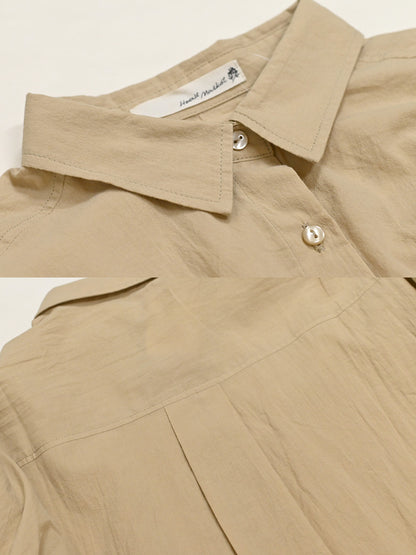 cottonウオッシュ袖タックBIGシャツ