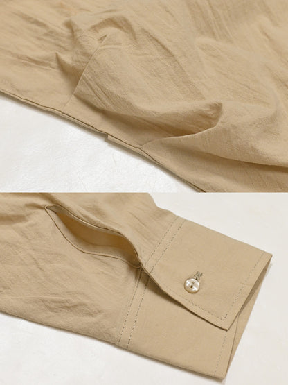 cottonウオッシュ袖タックBIGシャツ