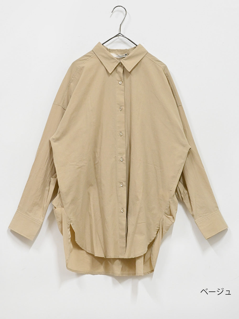cottonウオッシュ袖タックBIGシャツ