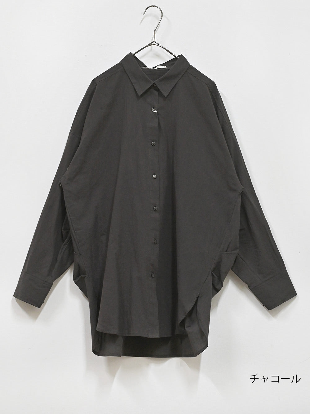 cottonウオッシュ袖タックBIGシャツ