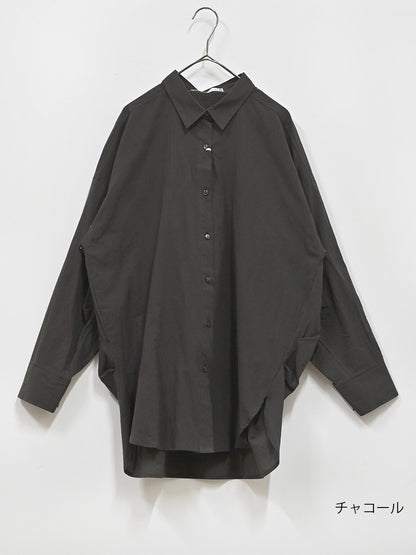 cottonウオッシュ袖タックBIGシャツ