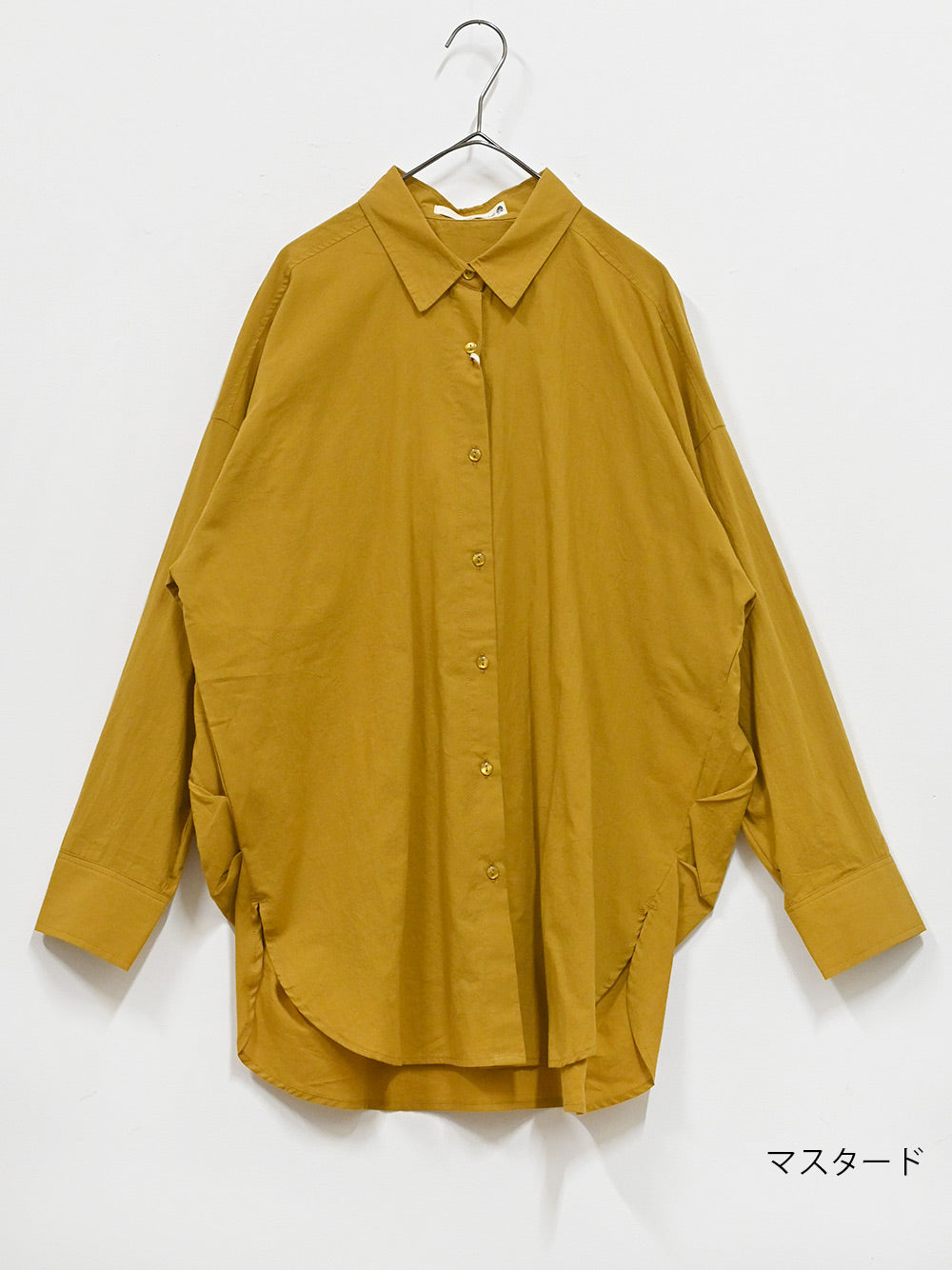cottonウオッシュ袖タックBIGシャツ