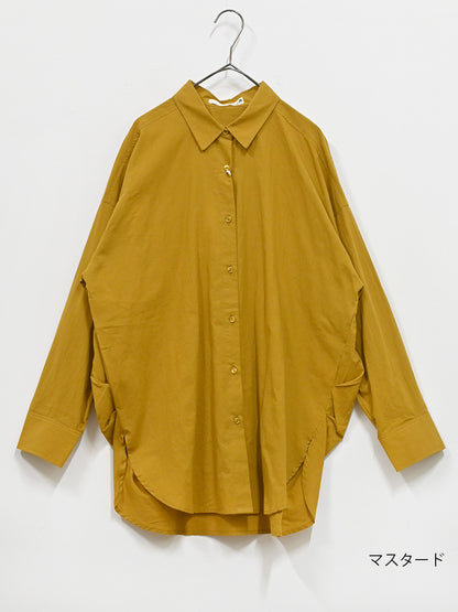 cottonウオッシュ袖タックBIGシャツ