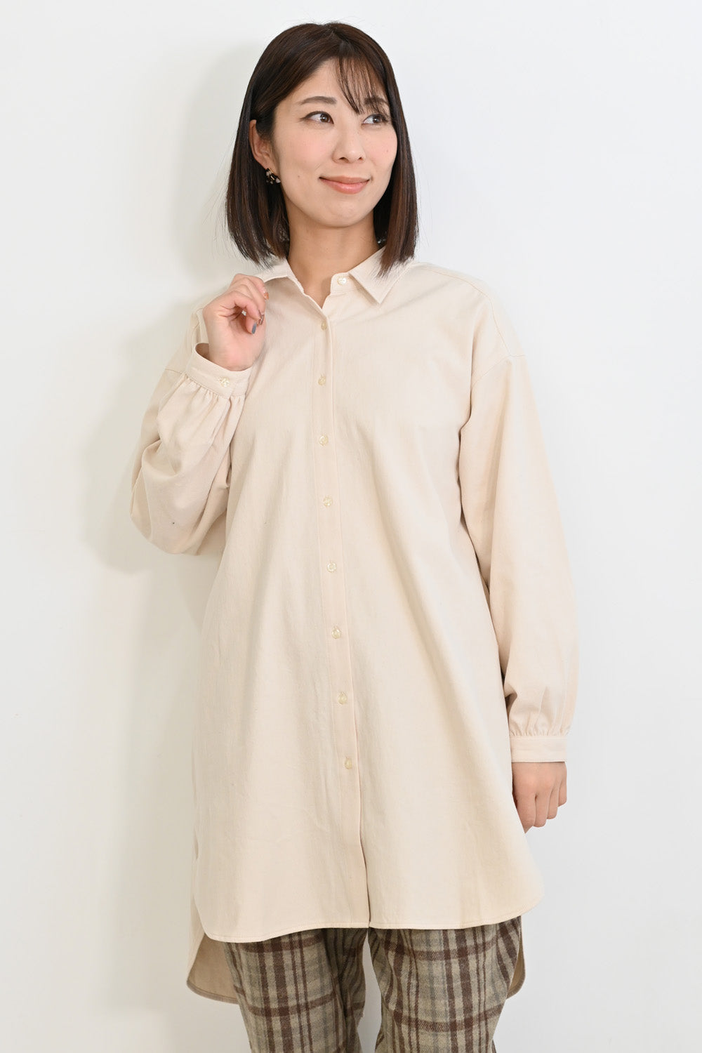 ソフト綿起毛バックスリットチュニック