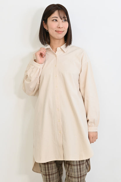 ソフト綿起毛バックスリットチュニック