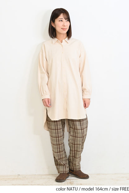 ソフト綿起毛バックスリットチュニック