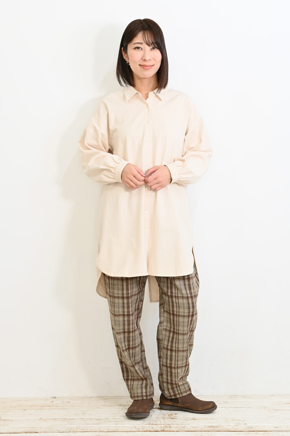 ソフト綿起毛バックスリットチュニック