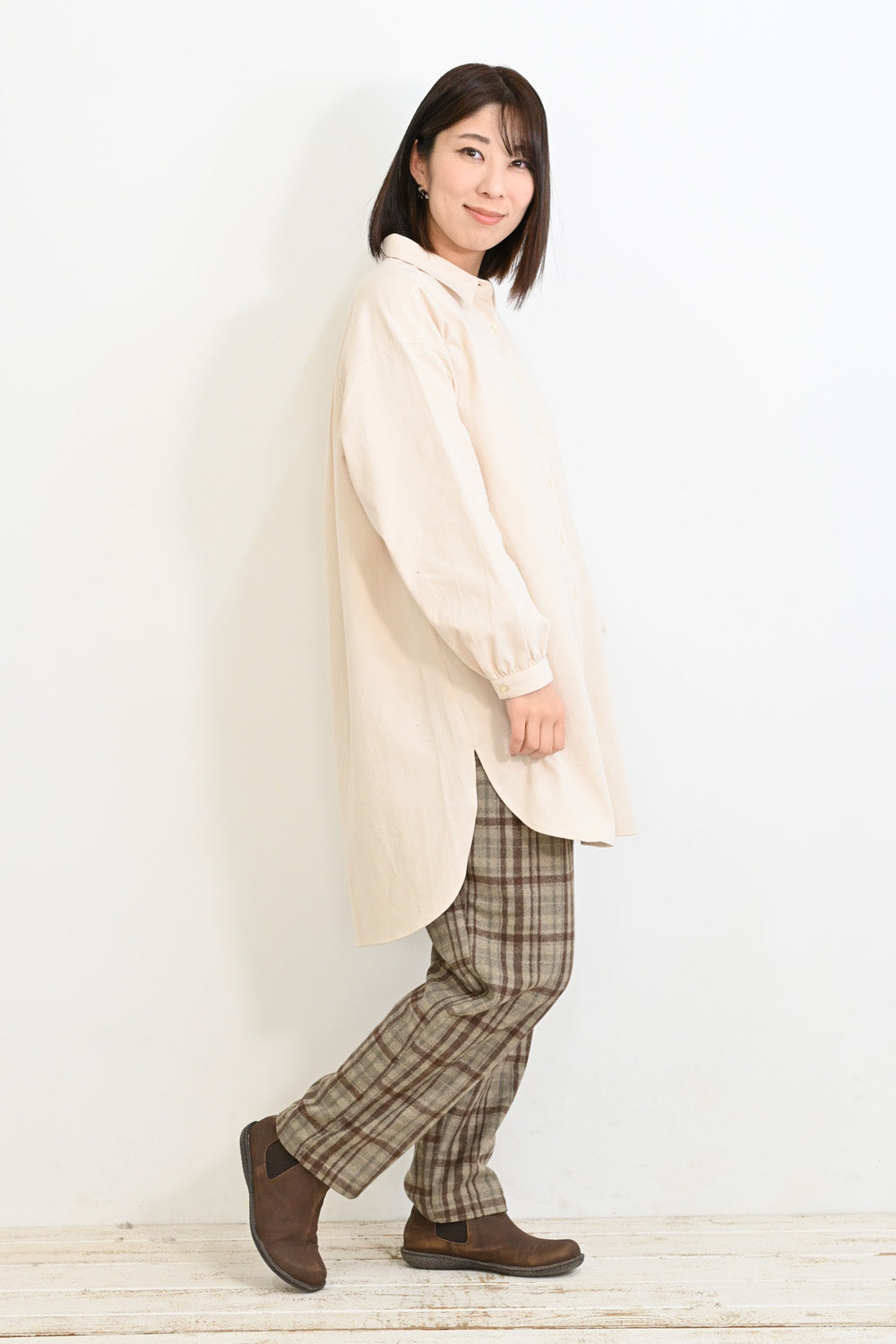 ソフト綿起毛バックスリットチュニック