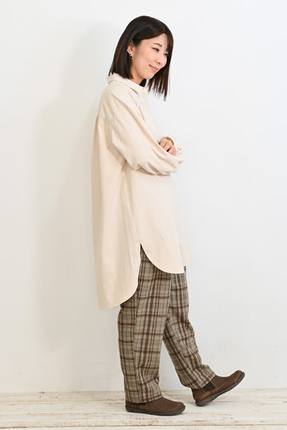 ソフト綿起毛バックスリットチュニック