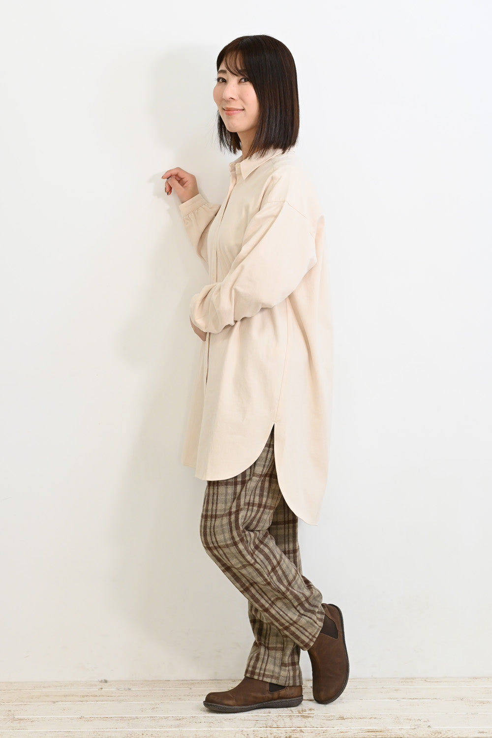 ソフト綿起毛バックスリットチュニック
