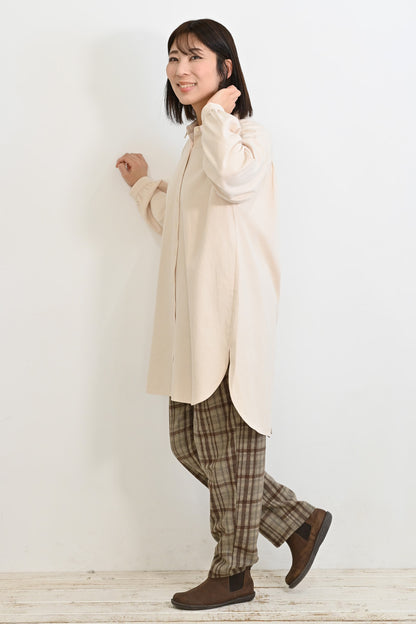 ソフト綿起毛バックスリットチュニック