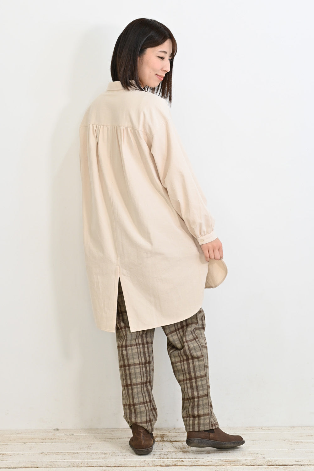 ソフト綿起毛バックスリットチュニック