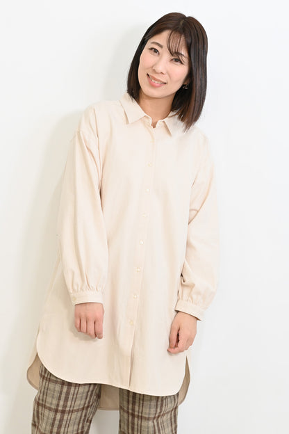 ソフト綿起毛バックスリットチュニック
