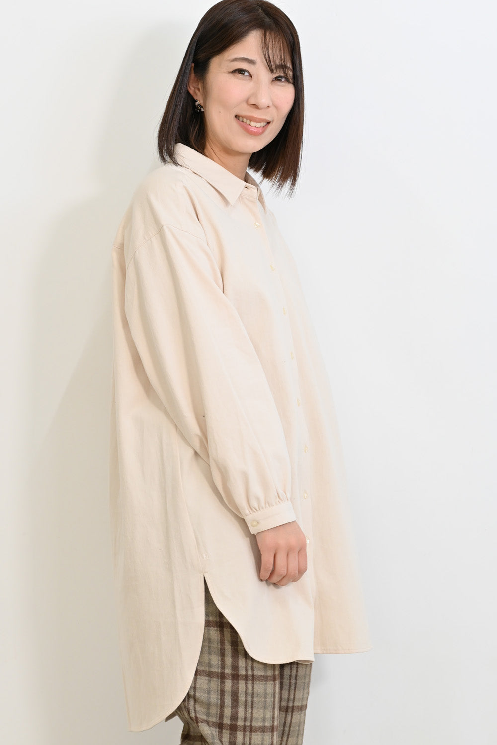 ソフト綿起毛バックスリットチュニック