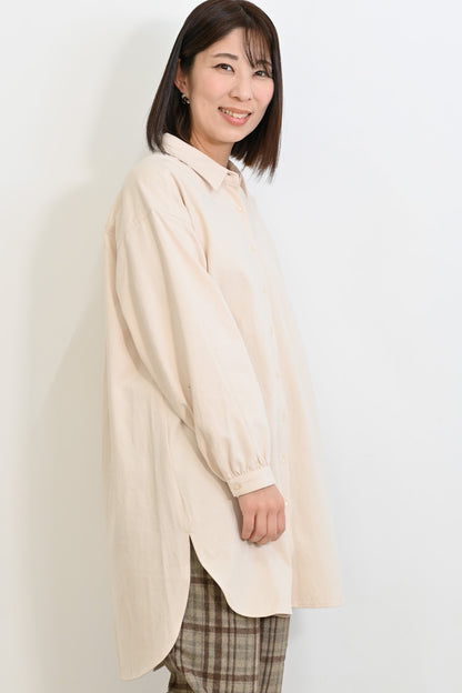 ソフト綿起毛バックスリットチュニック