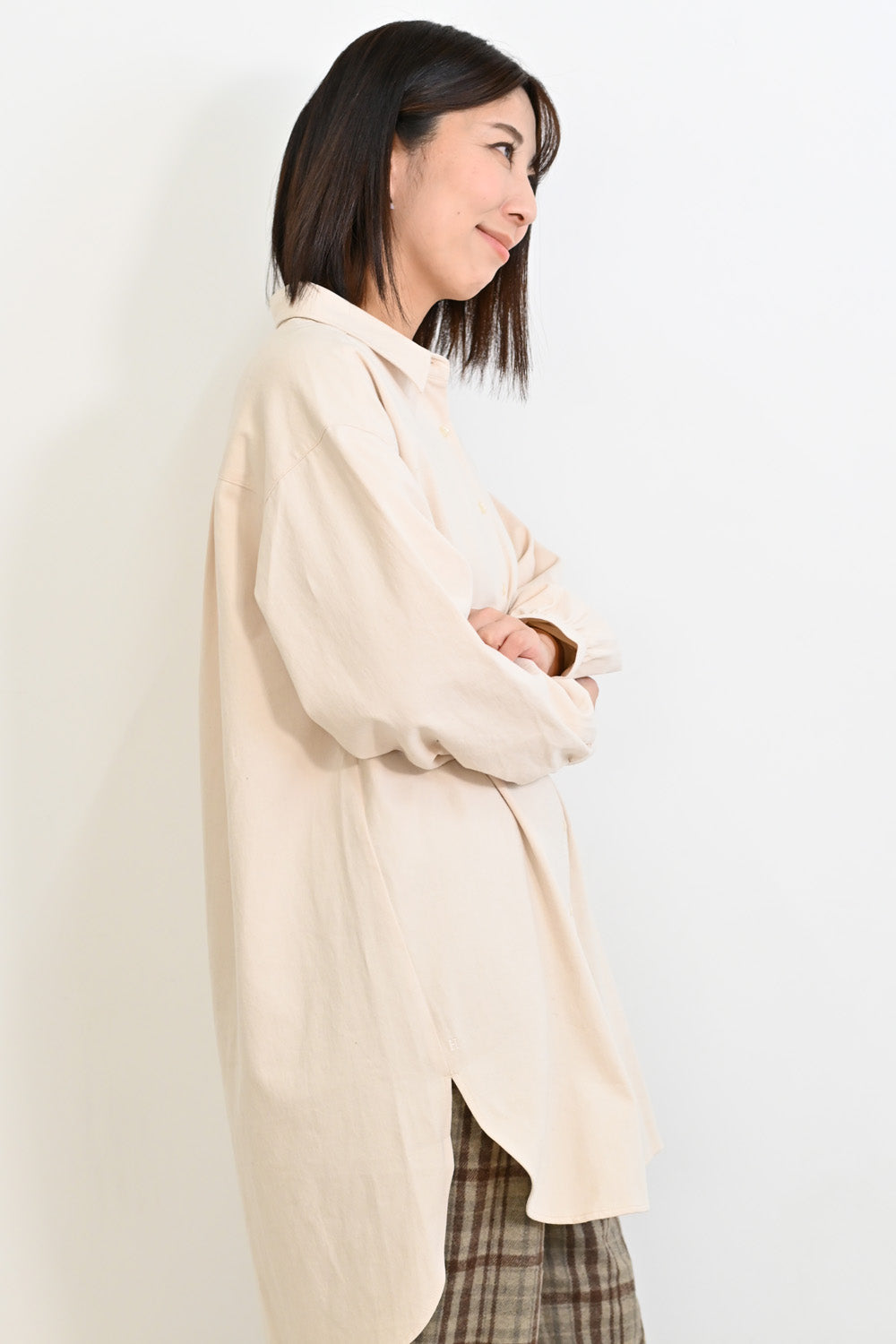 ソフト綿起毛バックスリットチュニック