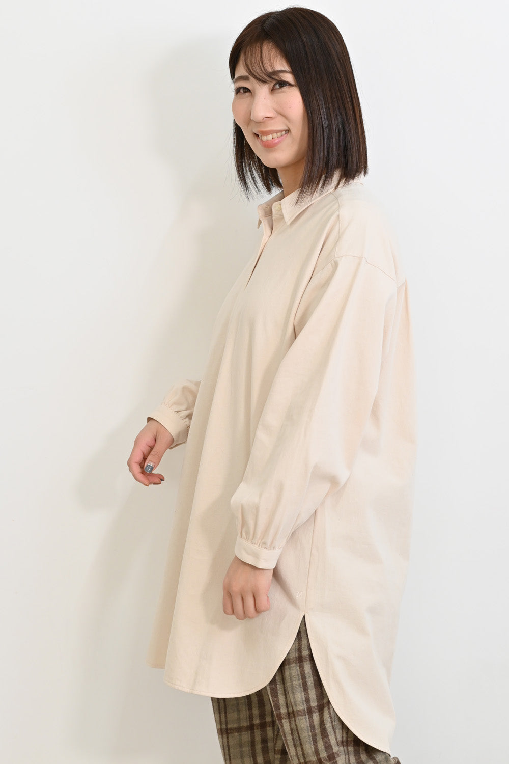 ソフト綿起毛バックスリットチュニック
