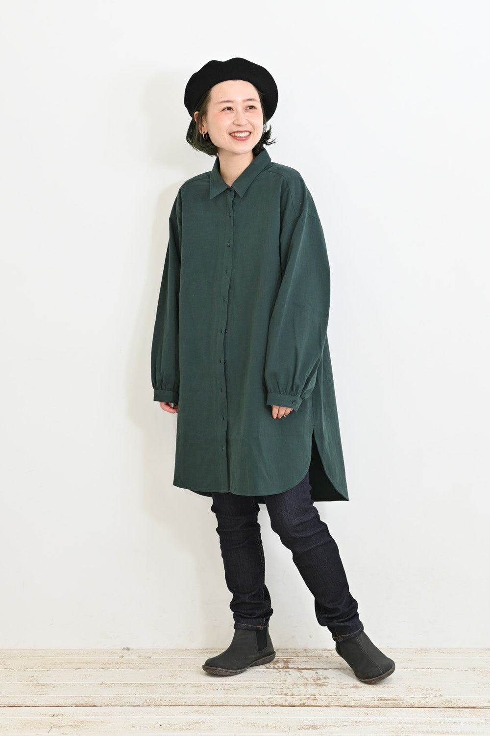 ソフト綿起毛バックスリットチュニック