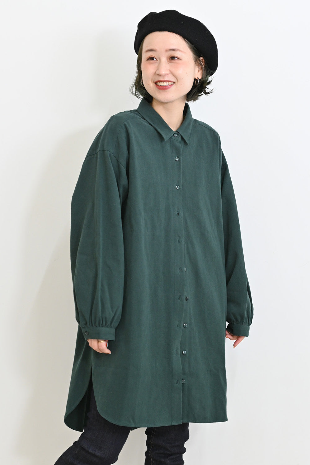 ソフト綿起毛バックスリットチュニック