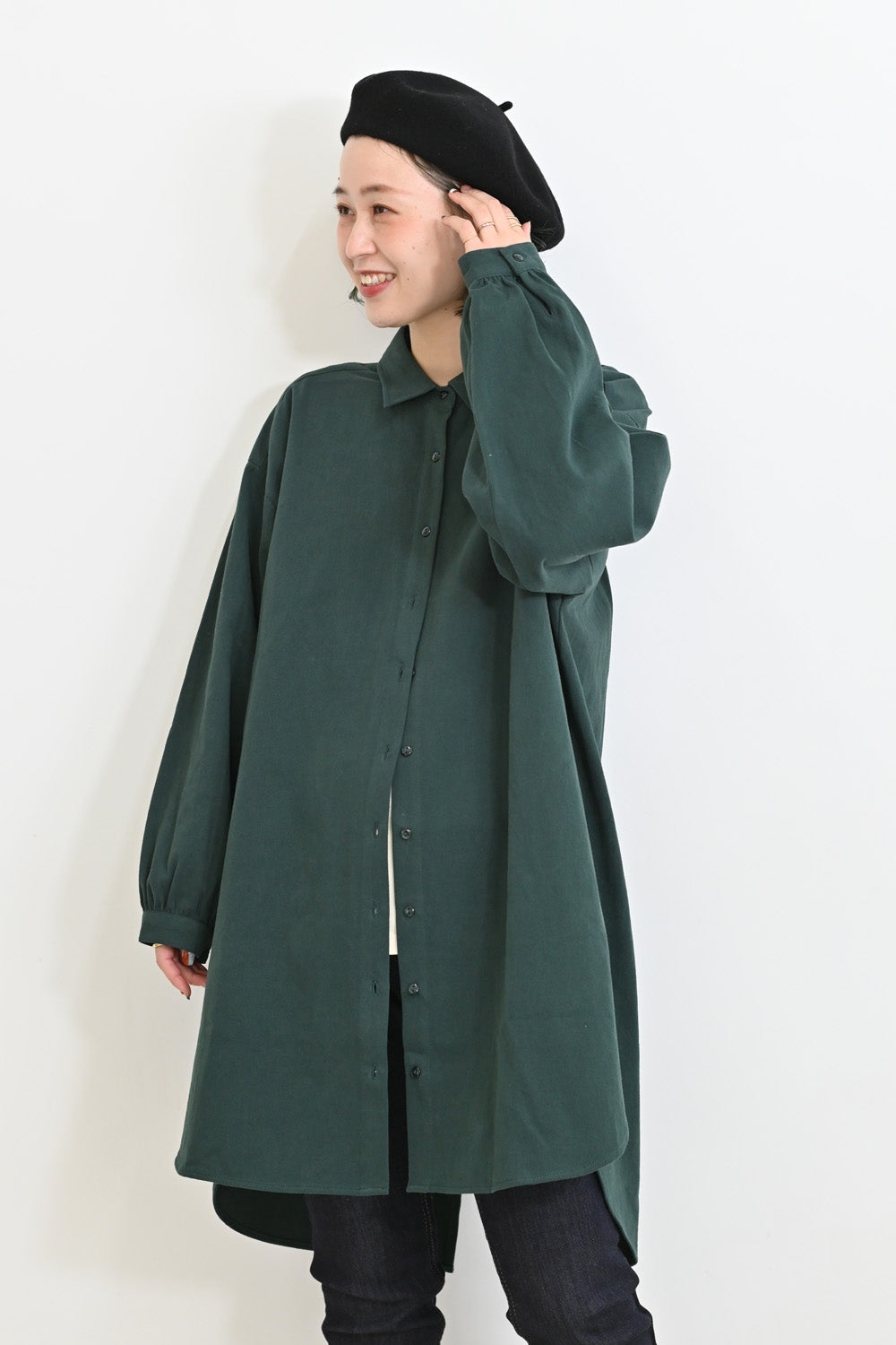ソフト綿起毛バックスリットチュニック