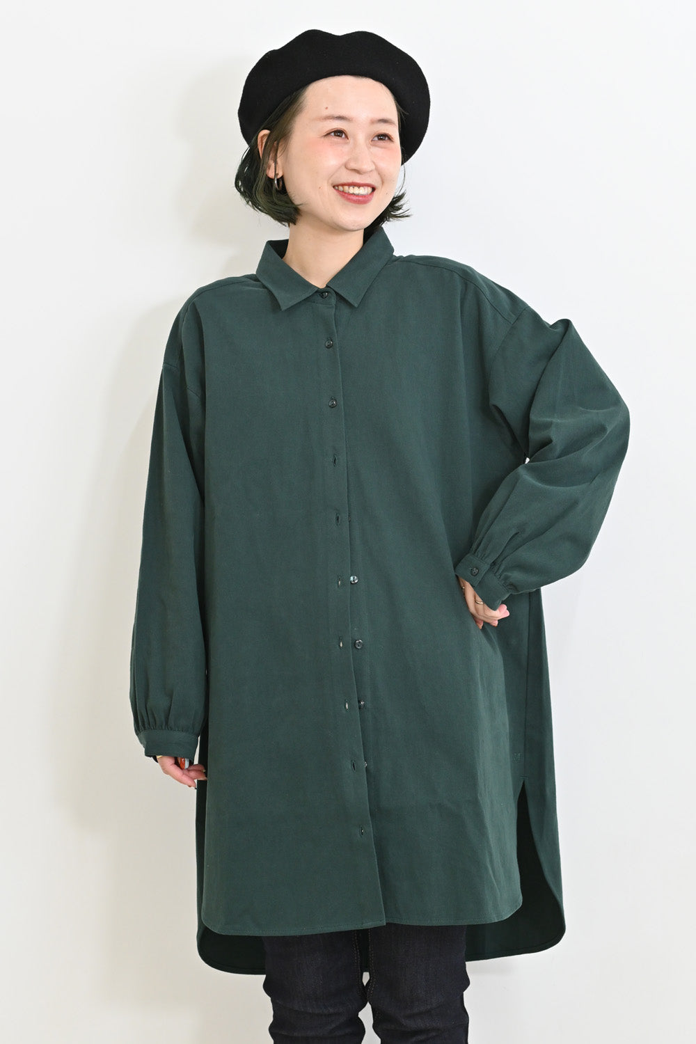 ソフト綿起毛バックスリットチュニック