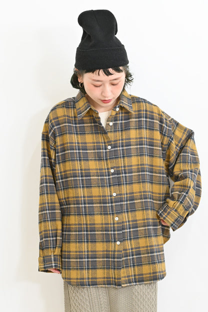 ヘリンボン起毛BIGシャツ