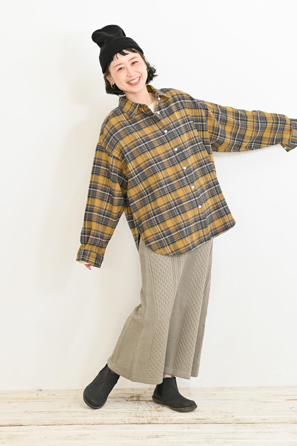 ヘリンボン起毛BIGシャツ