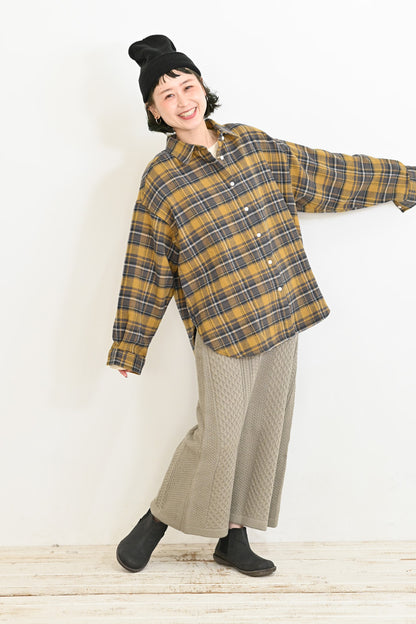 ヘリンボン起毛BIGシャツ