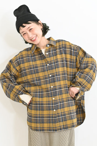 ヘリンボン起毛BIGシャツ
