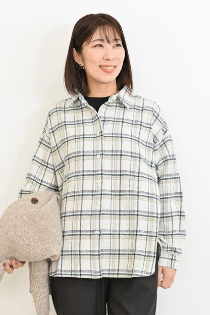 ヘリンボン起毛BIGシャツ