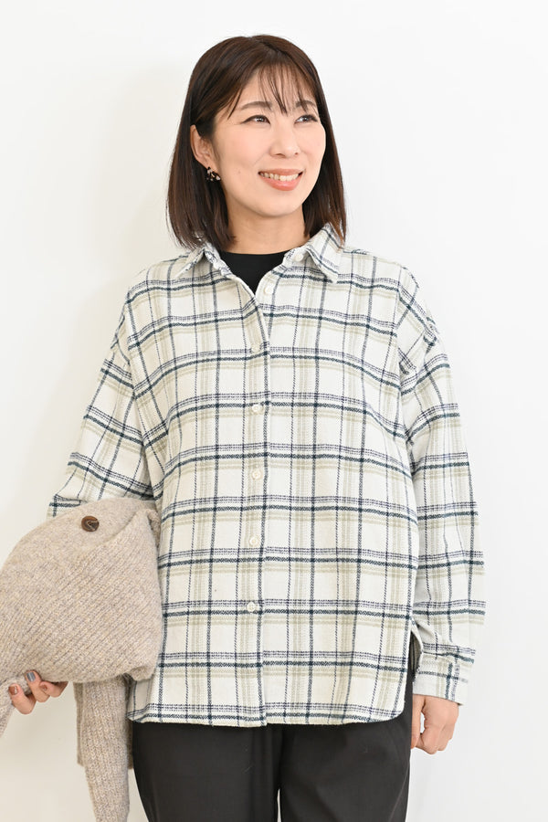 ヘリンボン起毛BIGシャツ