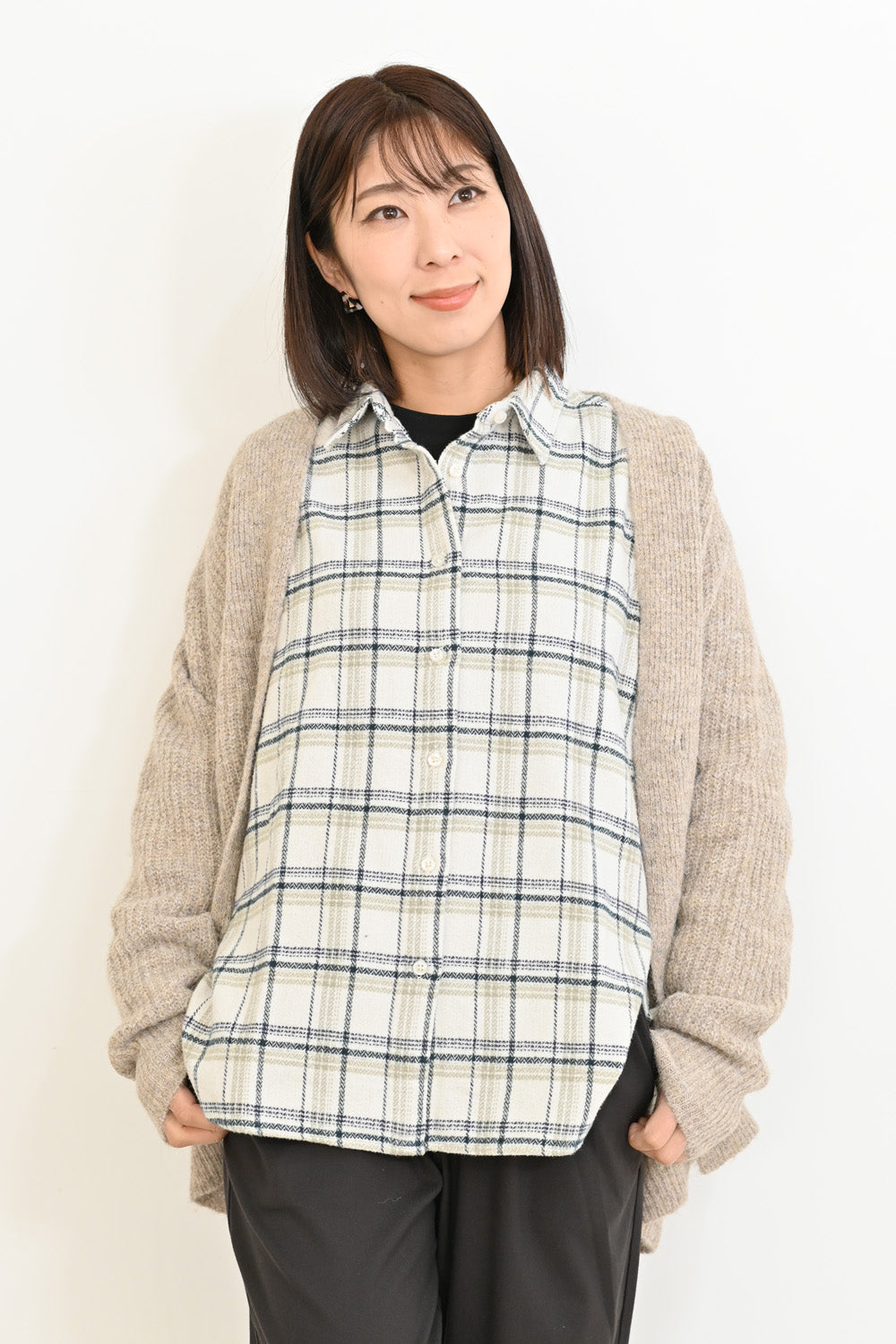 ヘリンボン起毛BIGシャツ