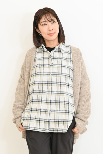 ヘリンボン起毛BIGシャツ