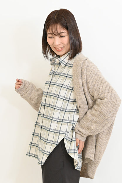 ヘリンボン起毛BIGシャツ